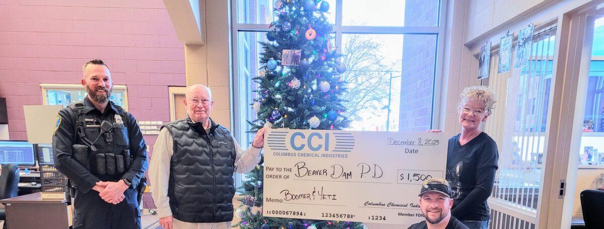Columbus Chemical Industries presents a donation to BDPD K-9 unit, December 2023